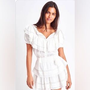 LoveShackFancy White Ruffled Mini Dress